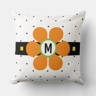 Cojín Decorativo Poder Floral Moderno de Mediados de Siglo Naranja