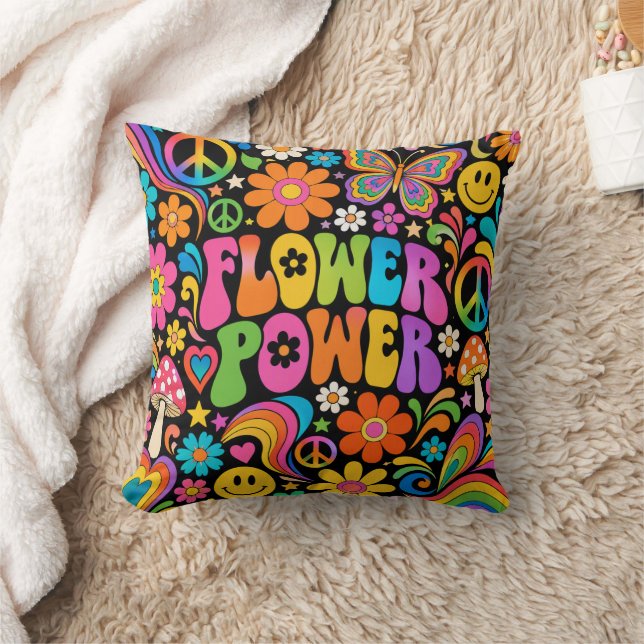 Cojín Decorativo Poder Floral Retro Groovy Hogar (Manta)