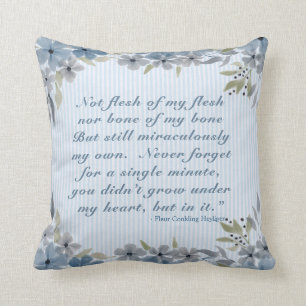 Cojín Decorativo Poema de Adopción Floral Azul