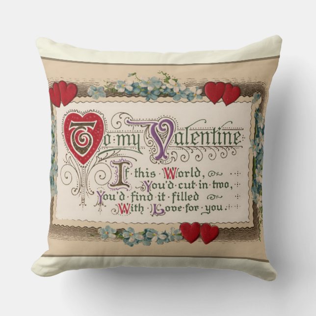 Cojín Decorativo Poema de San Valentín con corazón (Anverso)