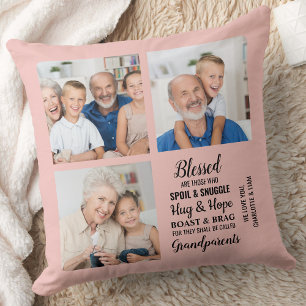 Cojín Decorativo Poema para Abuelos Collage Moderno Personalizado d
