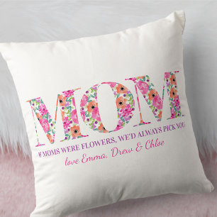 Cojín Decorativo Poema para Mamá Si las Mamás Fueran Flores Letras 