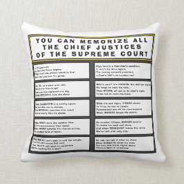 Cojín Decorativo Poema y lista de jueces jefes de la Corte Suprema