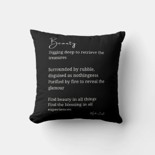 Cojín Decorativo Poesía de belleza blanco negro