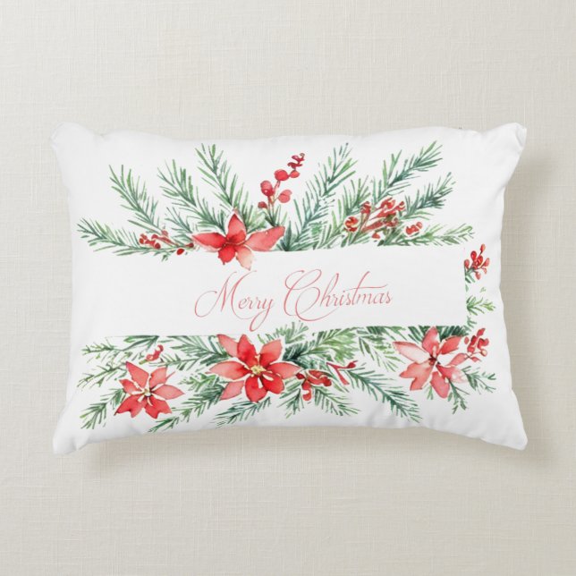 Cojín Decorativo Poinsettia acuática y vegetación (Anverso)