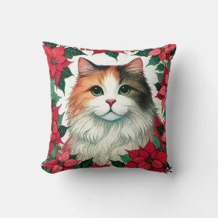 Cojín Decorativo Poinsettia Calico Cat Navidades