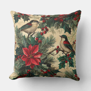 Cojín Decorativo Poinsettia de canto rústico Invierno Crema Botánic