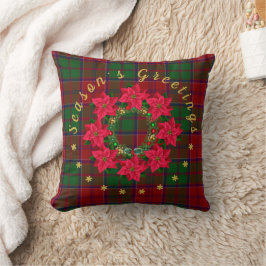 Cojín Decorativo Poinsettia de Temporada Navideña con Tartán