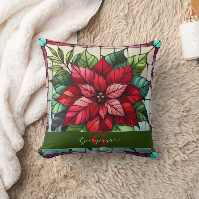 Cojín Decorativo Poinsettia de vidrio templado personalizado (Manta)