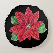Cojín decorativo Poinsettia - fondo negro