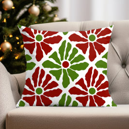 Cojín Decorativo Poinsettia Navidades del Boho Flowers Red Green