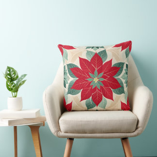 Cojín Decorativo Poinsettia Navideña Festiva