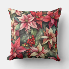 Cojín Decorativo Poinsettia rosa y roja