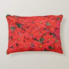 Cojín Decorativo Poinsettias rojas Navidad la foto floral navideña