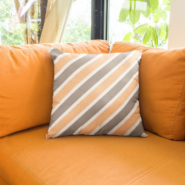Cojín Decorativo Poliéster de franjas diagonales grises Naranjas mo