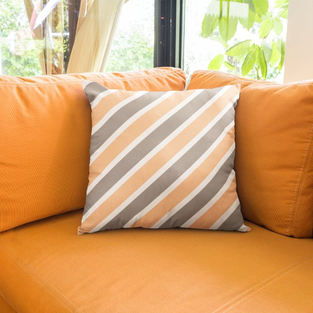 Cojín Decorativo Poliéster de franjas diagonales grises Naranjas mo (Subido por el creador)