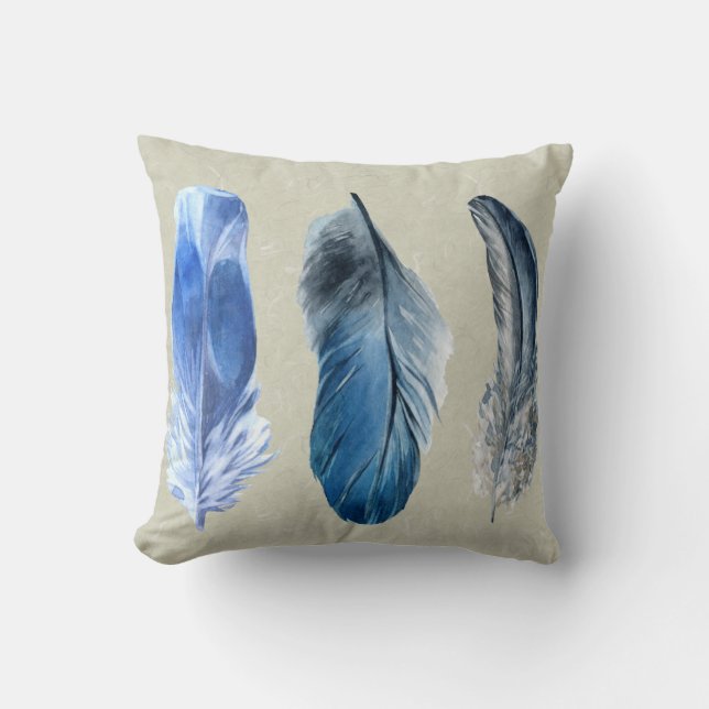 Cojín decorativo poliéster de plumas pintadas a ma (Anverso)