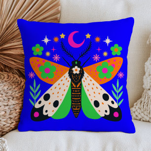 Cojín Decorativo Polilla Celestial sobre Insecto Floral Maximalista