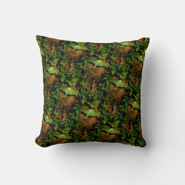 Cojín Decorativo Polilla Luna verde (Anverso)