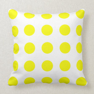 Cojín Decorativo Polka amarillo brillante en blanco