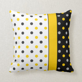 Cojín Decorativo Polka amarillo, gris, negro y blanco Punto moderno