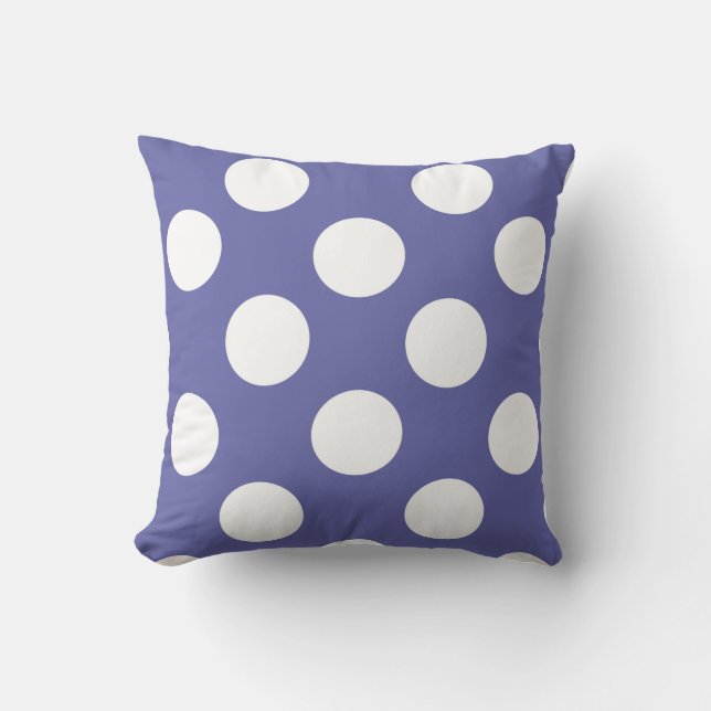 Cojín Decorativo polka blanco púrpura se pone perwinkle (Anverso)