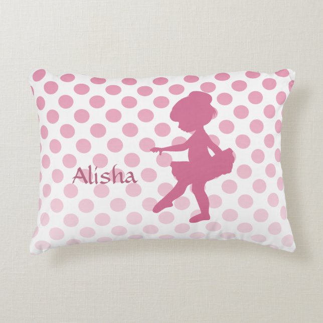 Cojín Decorativo Polka Dot Pink Ballerina personalizada (Anverso)