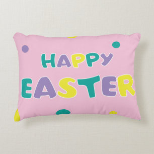 Cojín Decorativo Polka Dots Pastel Pink Happy Easter