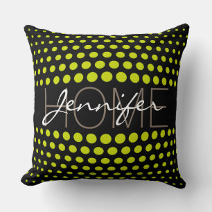 Cojín Decorativo Polka verde ácido hace monograma casero