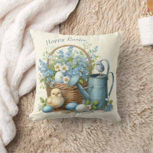Cojín Decorativo Pollito de Pascua Personalizado Acuarela