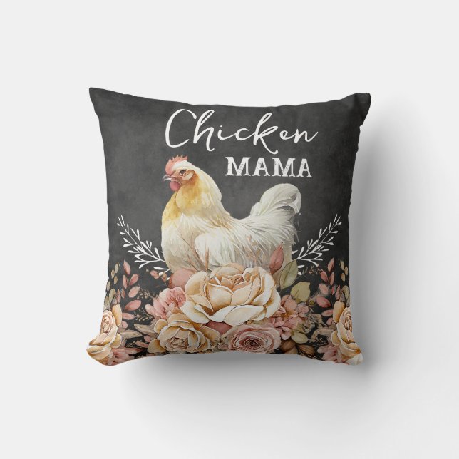 Cojín Decorativo Pollo acuático floral rústico mamá (Anverso)