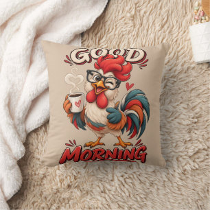 Cojín Decorativo Pollo de dibujos animados lindo con taza