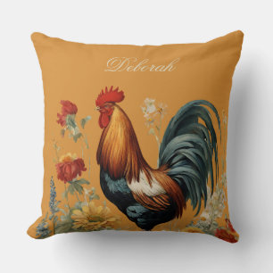 Cojín Decorativo Pollo de Granja Rústica Nombre Personalizado