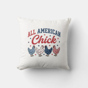 Cojín Decorativo Pollo Patriótico Americana Camiseta Diseño_