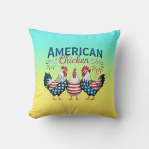 Cojín Decorativo Pollo Patriótico Americano del 4 de Julio-62987