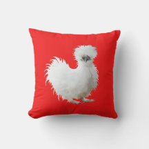 Pollo Silkie sobre Rojo