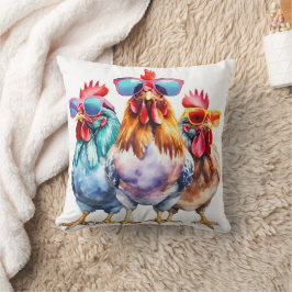 Cojín Decorativo Pollos con gafas de sol grandes