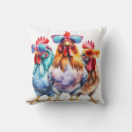 Cojín Decorativo Pollos con gafas de sol grandes