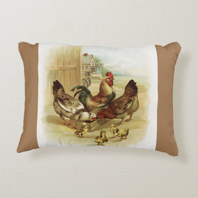 Cojín Decorativo Pollos de granja de arte ventilado (Reverso)