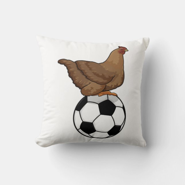 Cojín Decorativo Pollos en deportes de fútbol (Anverso)