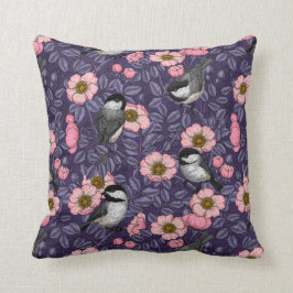 Cojín Decorativo Pollos en el rosa salvaje en rosa y violeta