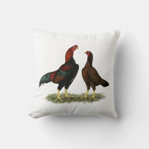Cojín Decorativo Pollos Rojos Negros Aseel