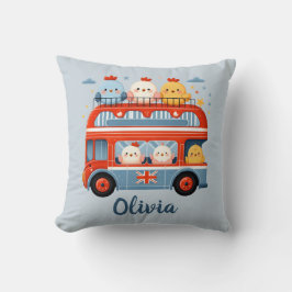 Cojín Decorativo Pollos y chicles en bus londinense