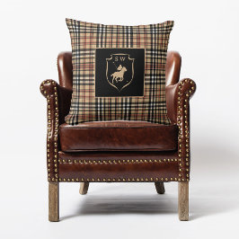 Cojín Decorativo Polo Cuadros Clásicos Tartán Monogramado Café Marr