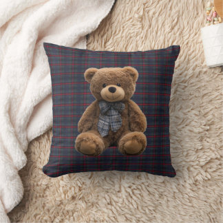 Cojín Decorativo Polo Teddy Bear Tartan Plaid Kid Boy Nursery Decor