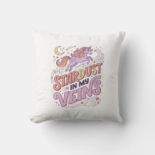 Cojín Decorativo Polvo de Estrellas de Unicornio en Mis Venas Diseñ