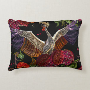 Cojín Decorativo Pomegranate Crane Rosas: Bordados