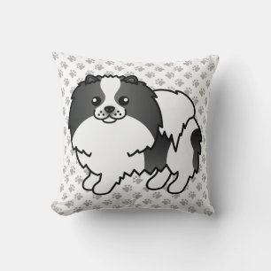 Cojín Decorativo Pomerania de dibujos animados de color negro y bla
