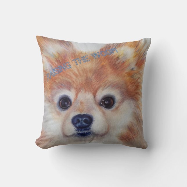 COJÍN DECORATIVO POMERANIA DORADA ADORABLE (Anverso)
