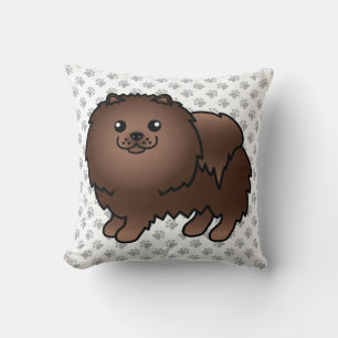 Cojín Decorativo Pomerania marrón Perro de dibujos animados lindo &